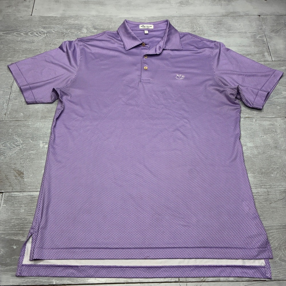 Peter Millar Summer Comfort Polo Mens Medium Purple Teardrop Print Golf Shirt